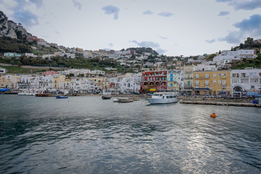 Small boats in the marina of Capri