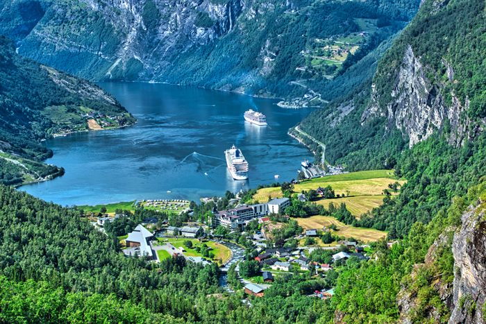 Cruise ship in a Norwegian fjord