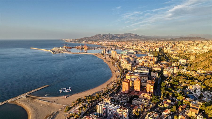 Aerial view of Malaga harbor